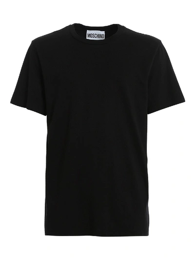 Shop Moschino Logo Patch Cotton T-shirt In Black