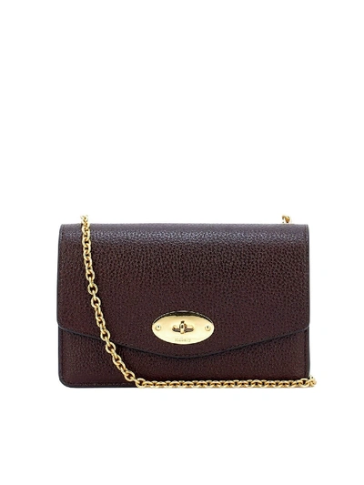 Shop Mulberry Small Darley Leather Bag In Burgundy In Red