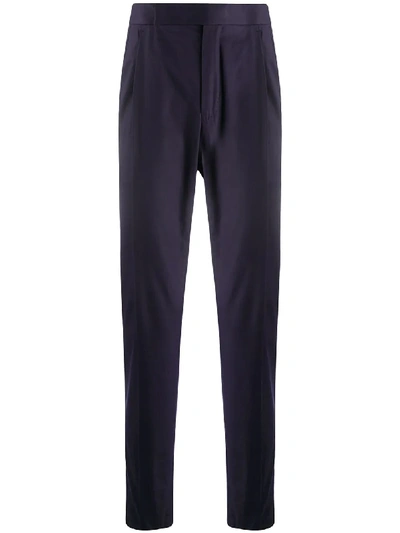 Shop Ermenegildo Zegna Slim Fit Tailored Trousers In Blue