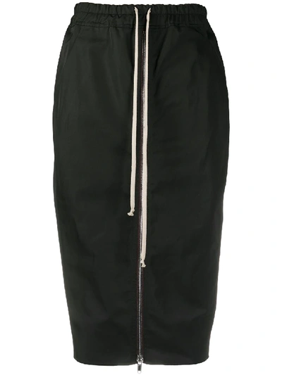 Shop Rick Owens Drawstring Zipped Pencil Skirt In Black