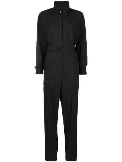 Shop Kenzo Zip-front Long-sleeve Jumpsuit In Black