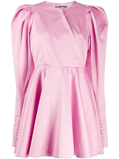 Shop Rotate Birger Christensen Puff-sleeve Mini Dress In Pink