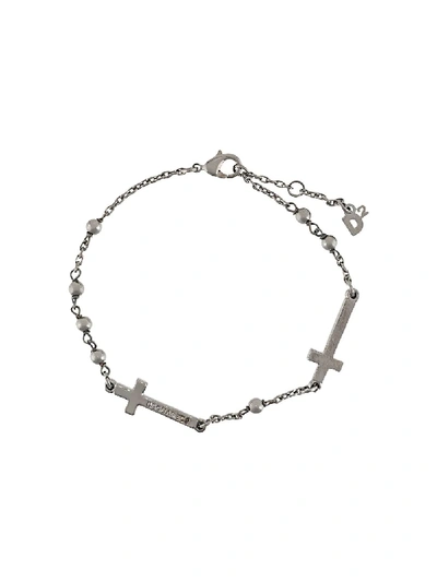 Shop Dsquared2 Double Cross Bracelet In Silver
