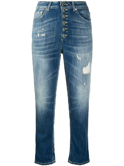 Shop Dondup Stonewashed Cropped Jeans In Blue