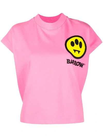 Shop Barrow Invasion Cap-sleeved T-shirt In Pink