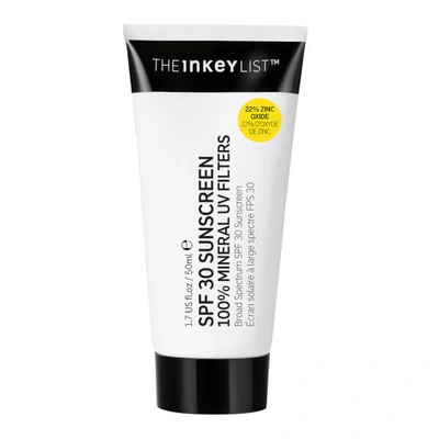 Shop The Inkey List Spf30 Sunscreen 100% Mineral Uv Filters 50ml