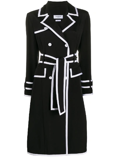 Shop Thom Browne Contrast Trimmed Trench Dress In Black