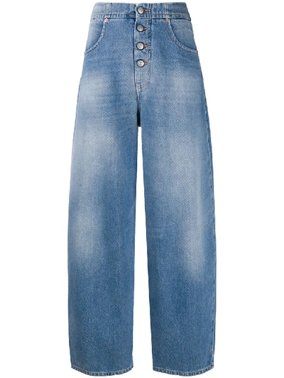 Shop Mm6 Maison Margiela High Rise Tapered Jeans In Blue