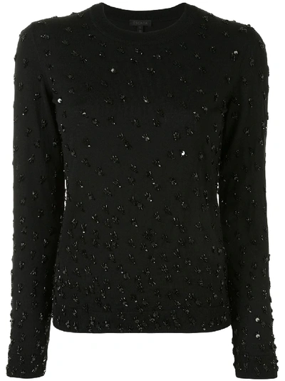 Shop Escada Embellished Fitted Jumper In Black