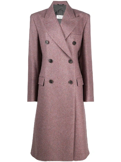 Shop Maison Margiela Double-breasted Tailored Wool Coat In Pink