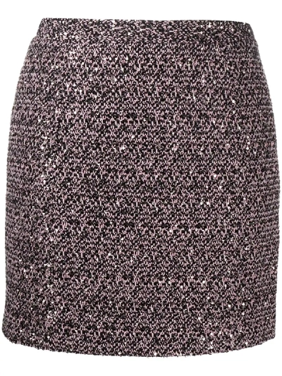 Shop Alessandra Rich High-rise Tweed Mini Skirt In Black