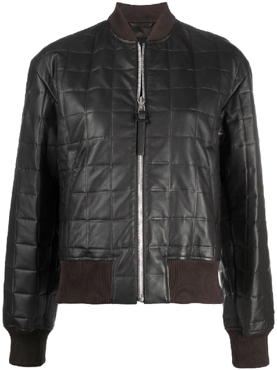 Shop Bottega Veneta Padded Leather Bomber Jacket In Brown