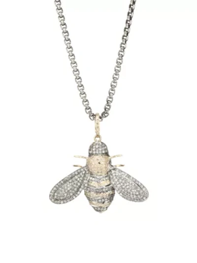Shop Nina Gilin Women's Two-tone & Diamond Bee Pendant Chain Necklace