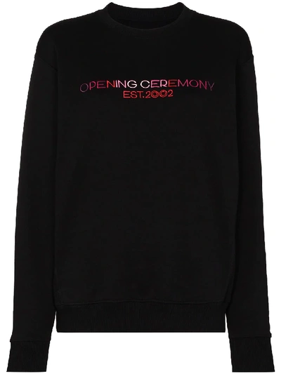 Shop Opening Ceremony Logo Embroidered Cotton Sweatshirt In Black