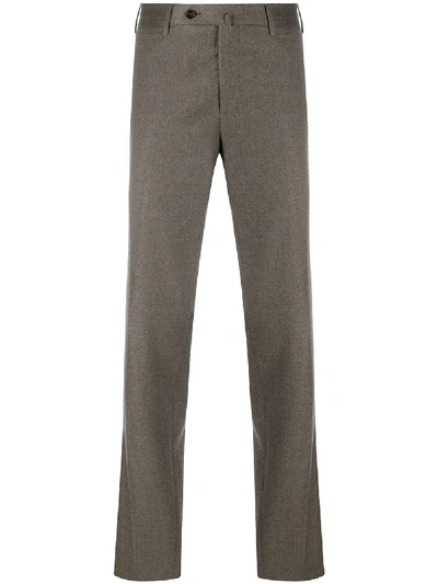 Shop Pt01 Slim-fit Wool Trousers In Brown