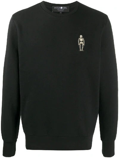 Shop Hydrogen Skull Patch Cotton Sweatshirt In Black