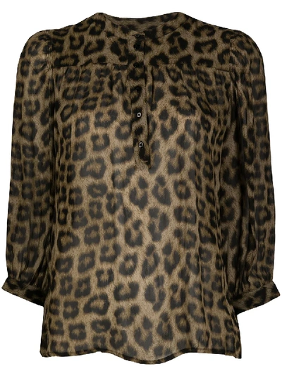 Shop Ba&sh Fleur Leopard-print Shirt In Brown