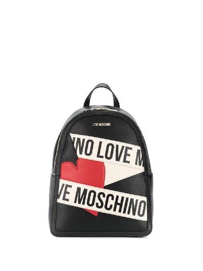 Shop Love Moschino Heart Logo Backpack In Black