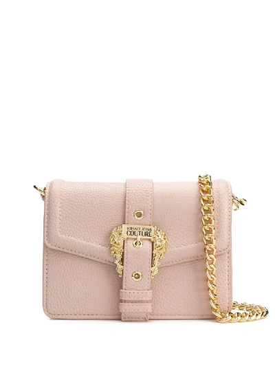 Shop Versace Jeans Couture Decorative Buckle Shoulder Bag In Pink