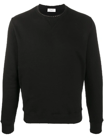 Shop Saint Laurent Stud-embellished Sweatshirt In Black