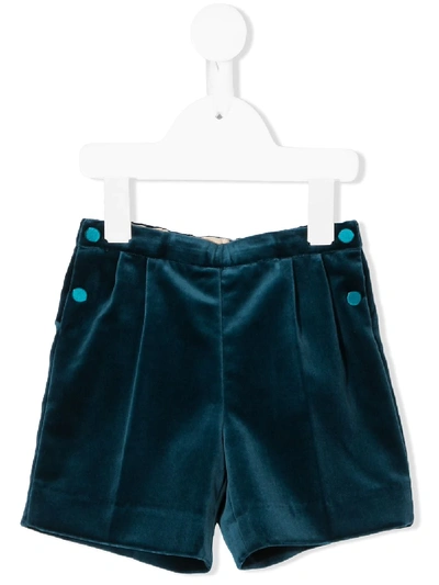 Shop Gucci Velvet Shorts In Blue