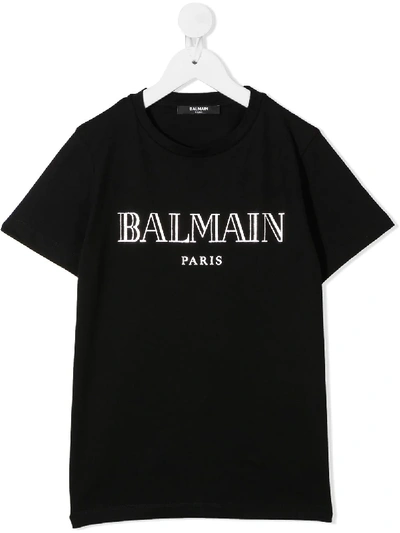 Shop Balmain Logo Print T-shirt In Black