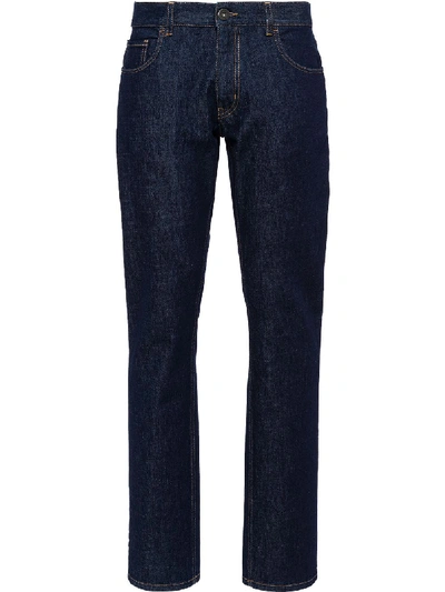 Shop Prada Mid-rise Tapered Jeans In Blue