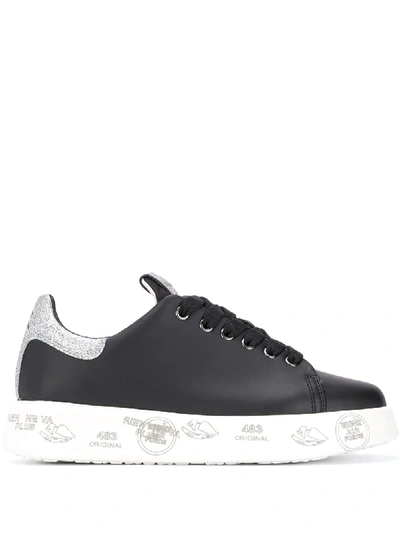Shop Premiata Belle Glitter Flatform Sneakers In Black