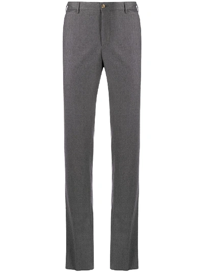 Shop Pt01 Elasticated-waistband Wool Trousers In Grey
