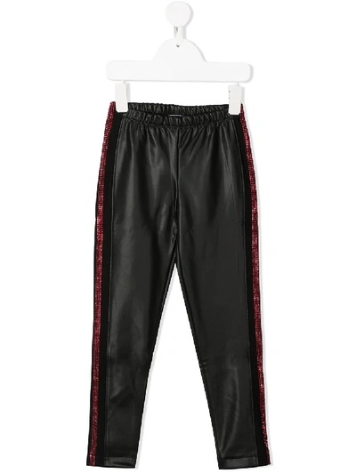 Monnalisa Embellished Biker Trousers In Black