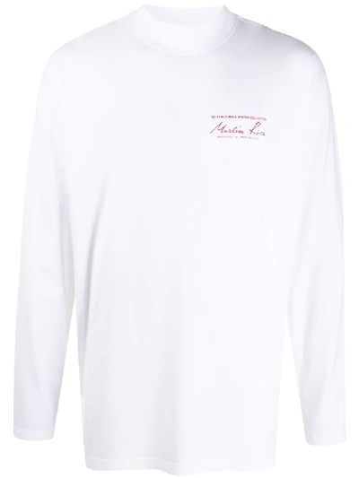 Shop Martine Rose Long-sleeved Logo T-shirt In White