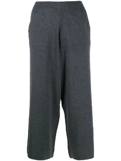 Shop Allude Cropped Relaxed Fit Trousers In Grey