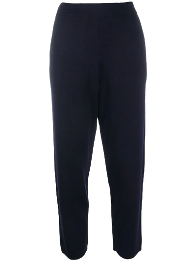 Shop Allude High-rise Cropped Knit Trouser In Blue