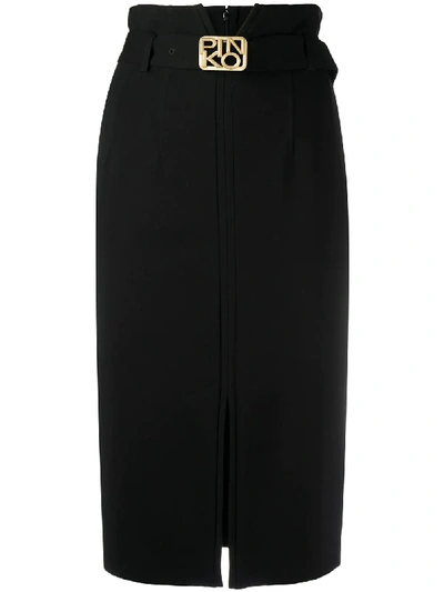 Shop Pinko High-waist Straight Skirt In Black