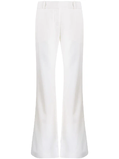 Shop Balmain Mid-rise Flared Trousers In White