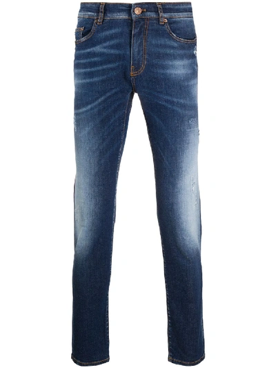 Shop Pt05 Mid Wash Slim-fit Jeans In Blue