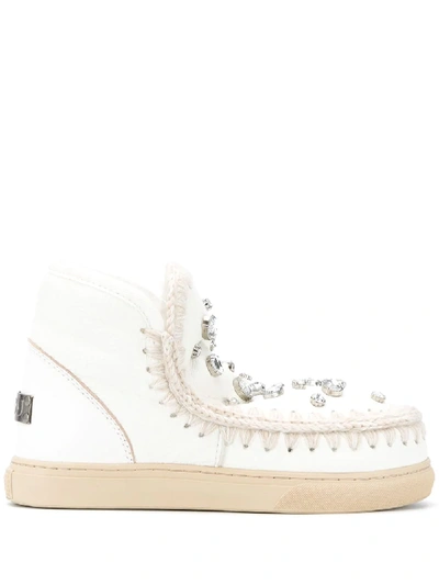 Shop Mou Eskimo Embellished Ankle Boots In White