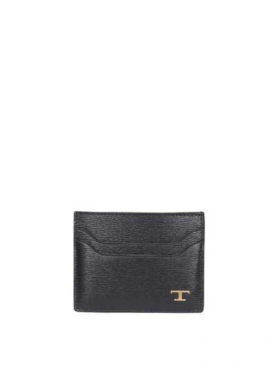 Shop Tod's Textured Leather Card Holder In Black