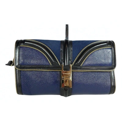 Pre-owned Burberry Leather Clutch Bag In Blue