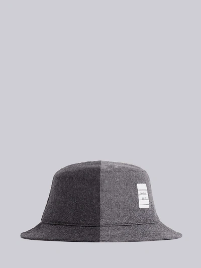 Shop Thom Browne Dark Grey Super 120s Wool Flannel Bucket Hat