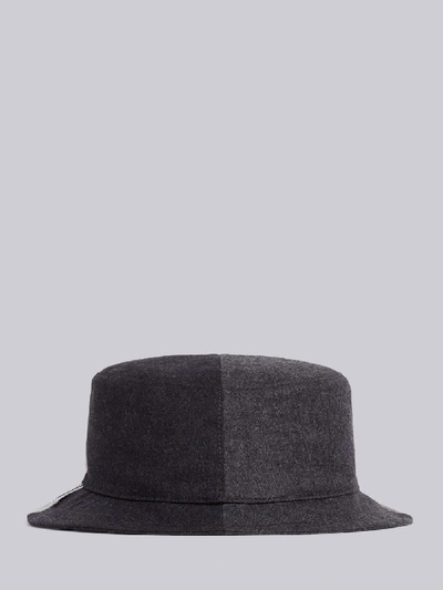 Shop Thom Browne Dark Grey Super 120s Wool Flannel Bucket Hat
