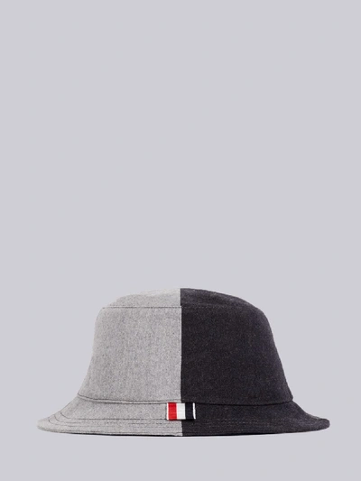 Shop Thom Browne Dark Grey Super 120s Wool Flannel Bucket Hat