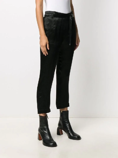 Shop Ann Demeulemeester Cropped Belted Trousers In Black