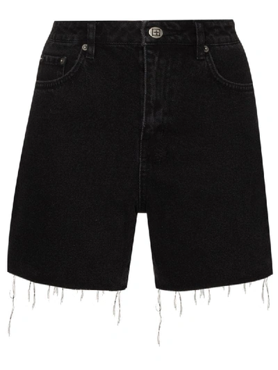 Shop Ksubi High-waist Denim Shorts In Black
