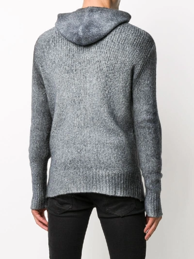 Shop Avant Toi Ribbed Knit Hoodie In Blue