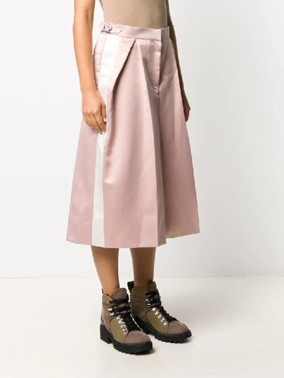 Shop Sacai Stripe-side A-line Midi Skirt In Pink