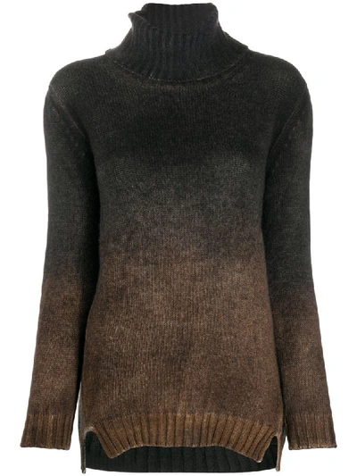 Shop Avant Toi Faded Effect Roll-neck Jumper In Brown