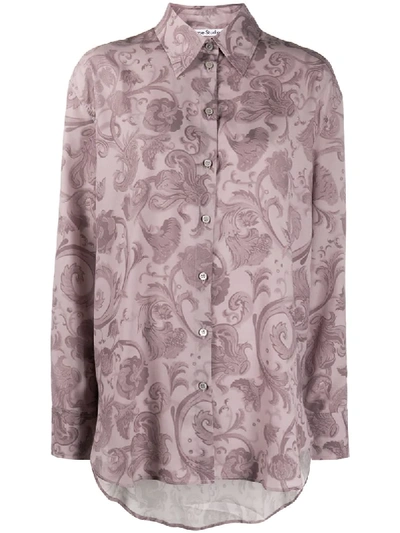 Shop Acne Studios Floral Print Shirt In Purple