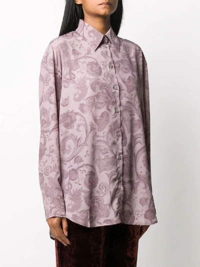 Shop Acne Studios Floral Print Shirt In Purple