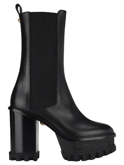 Shop Versace Greca Labyrinth Boots In Black